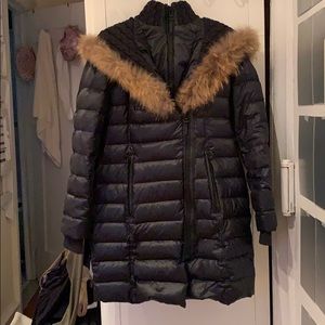 Atelier Noir Down and Fur Coat in Navy